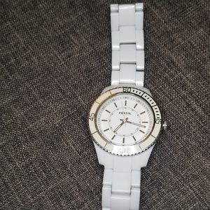 White Fossil Watch